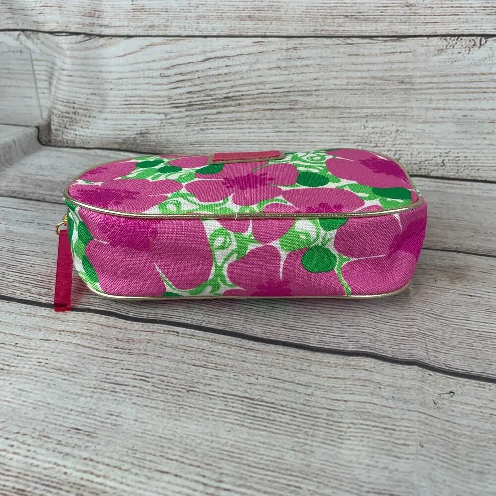 Lilly Pulitzer for Estee Lauder Pink Floral Cosmetic Travel Makeup Bag Zip